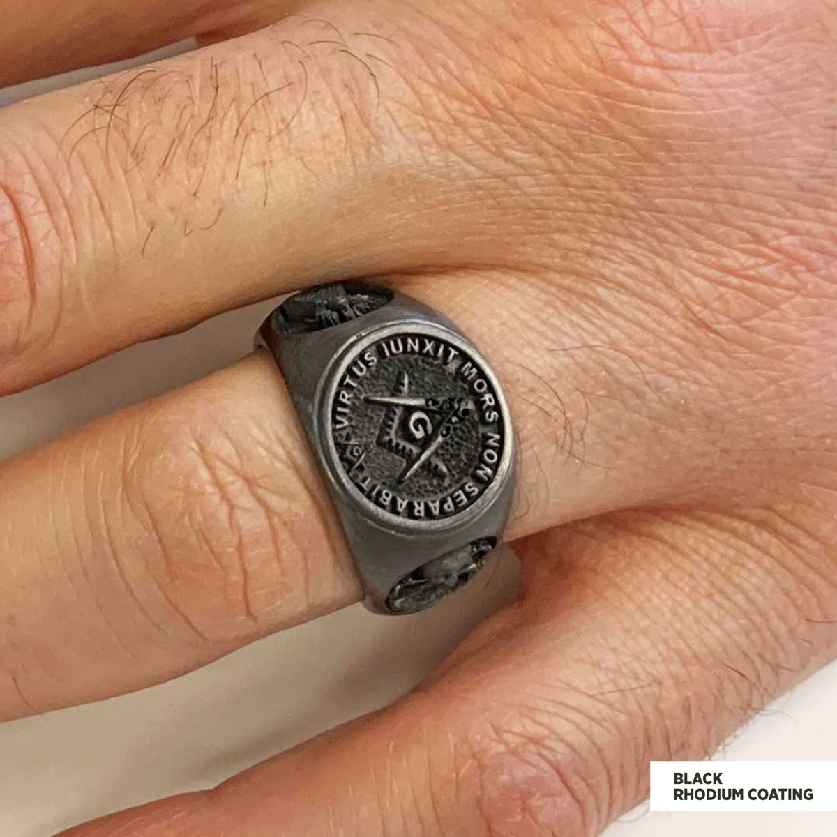 Skull and Bones Masonic Ring, Round Mason Ring, Ancient Lodge Mason Ring