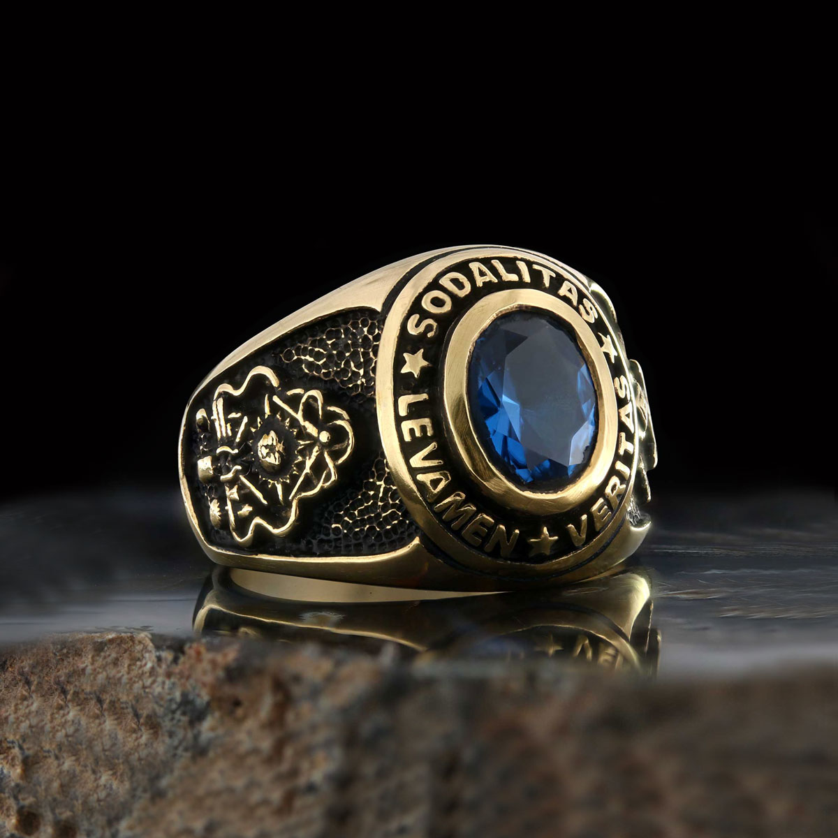 Sodalitas Levamen Veritas Masonic Ring, Knights Templar Ring, Master Masonic Ring