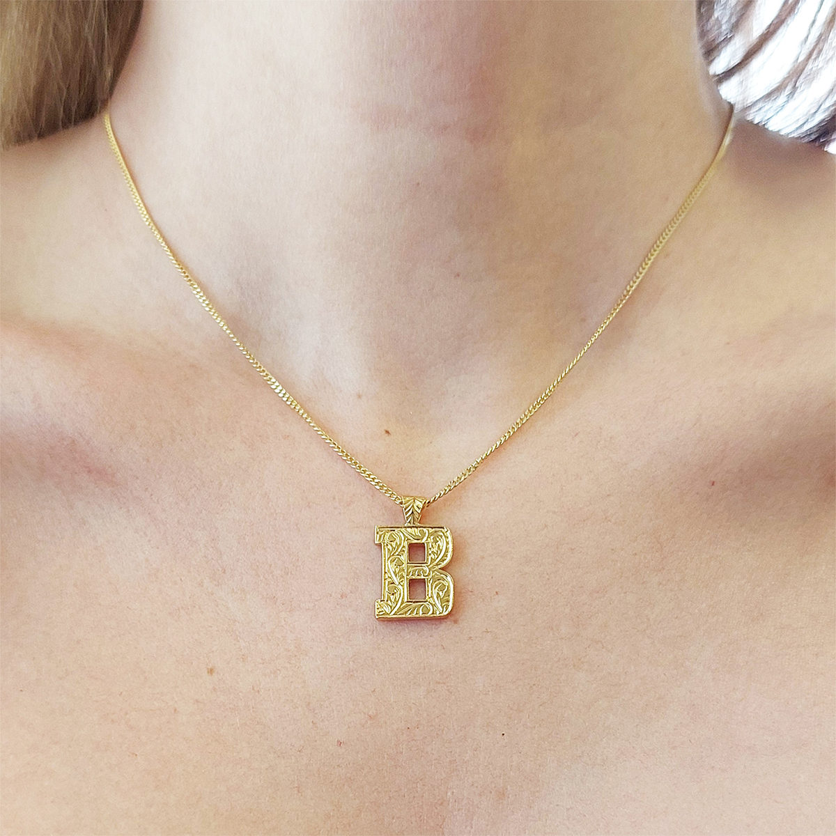 Special Design 925 Sterling Silver Letter Monogram B Pendant