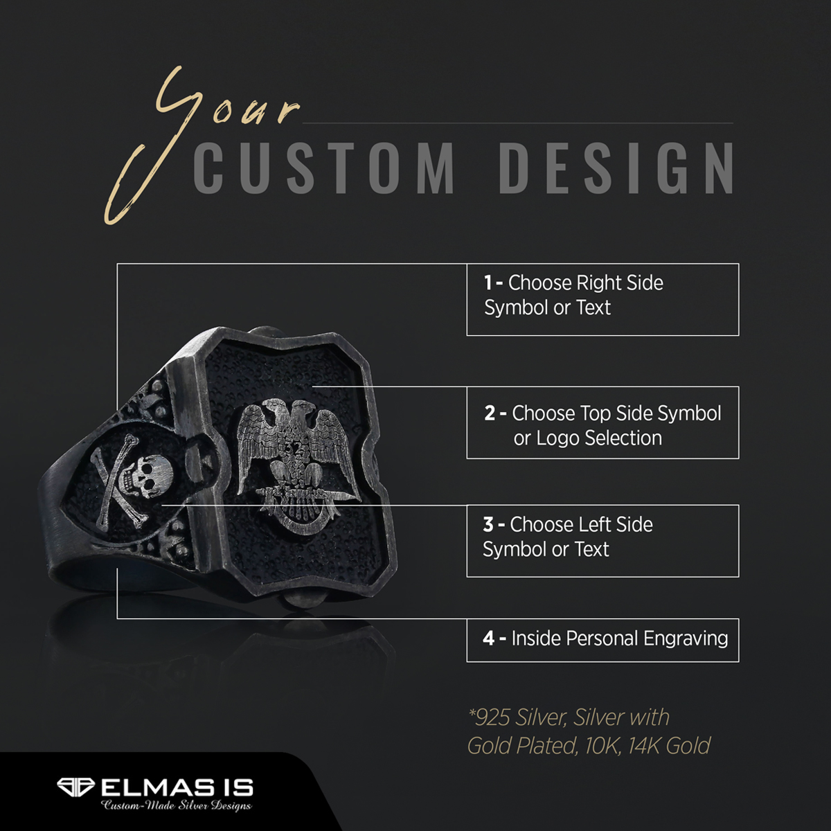 Special Design Handmade Sİlver Masonic Ring