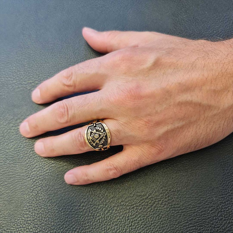 Statement Masons Ring, Personalized Freemason Symbol Ring, Special Design Mason Ring