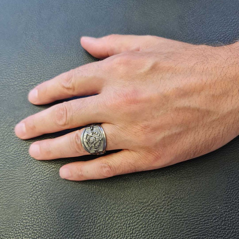 Statement Masons Ring, Personalized Freemason Symbol Ring, Special Design Mason Ring