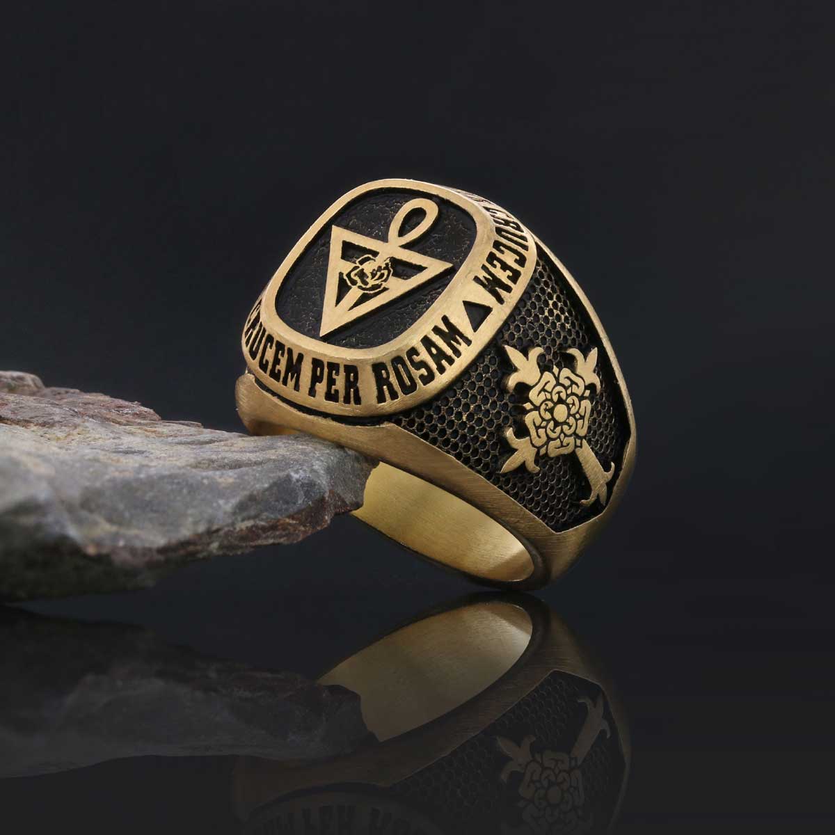 Special Design Rose Crucis Silver Ring, Amorc Jewelry, Spiritual Emblem of the AMORC Ring