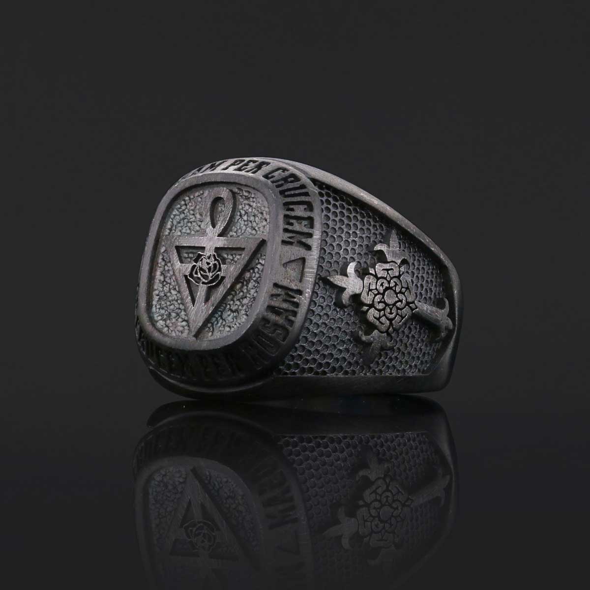 Special Design Rose Crucis Silver Ring, Amorc Jewelry, Spiritual Emblem of the AMORC Ring