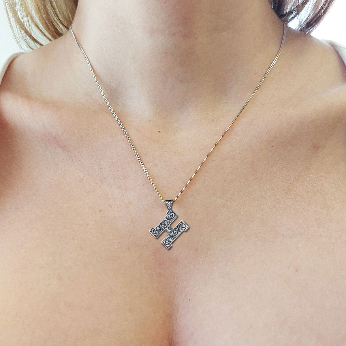 Special Design Silver Letter Monogram H Necklace