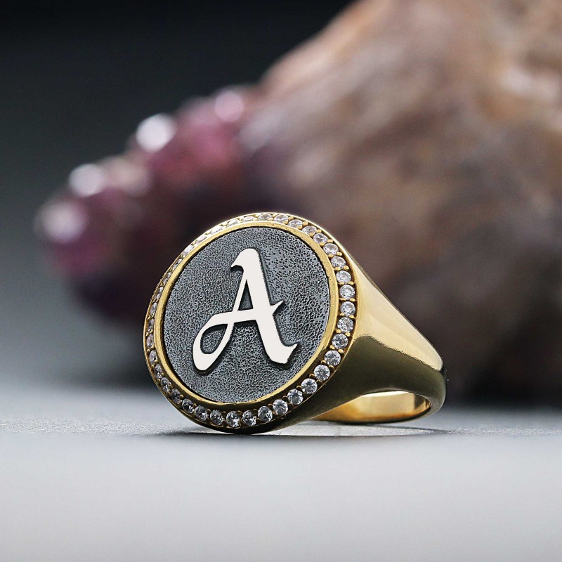 Special Design Siterling Silver Monogram Letter A Women Ring