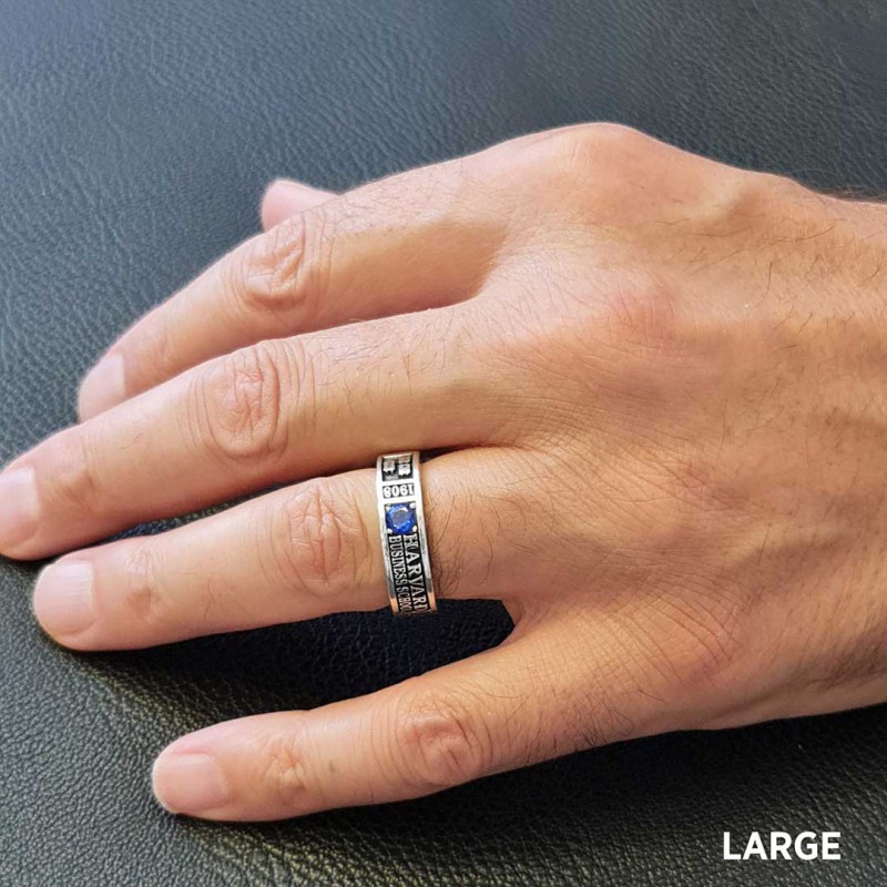 Special Design Steerling Silver Harvard Business School Class Band Ring