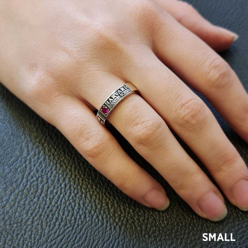 Special Design Steerling Silver Harvard Business School Class Band Ring