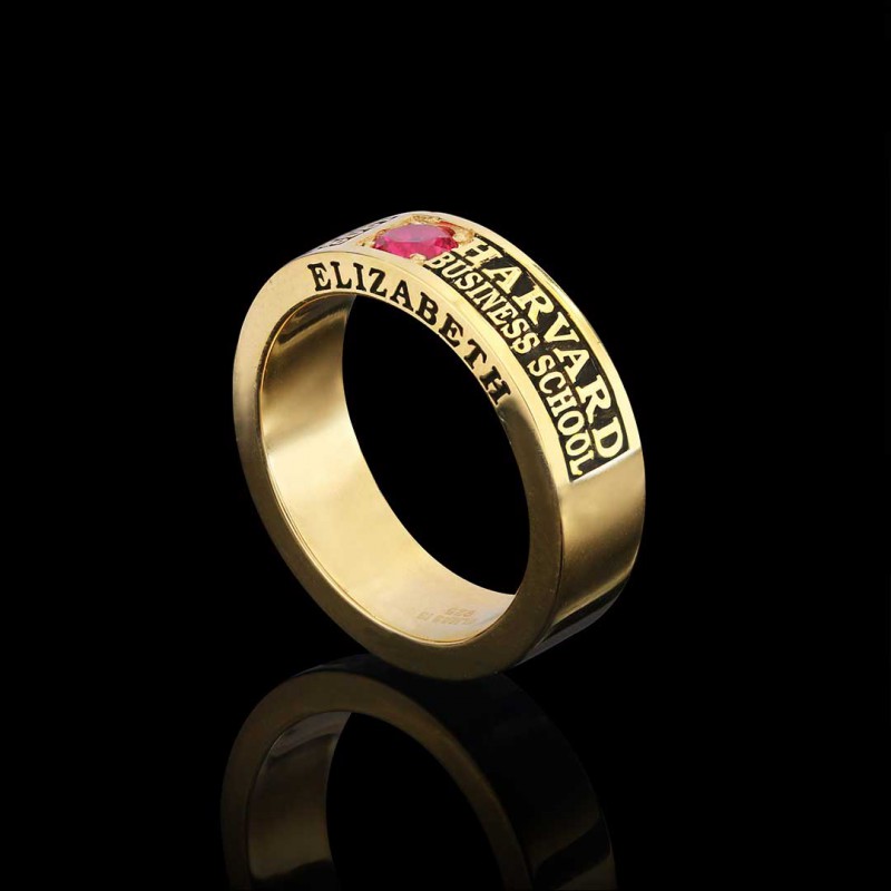 Special Design Steerling Silver Harvard Business School Class Band Ring