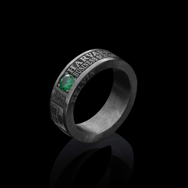 Special Design Steerling Silver Harvard Business School Class Band Ring