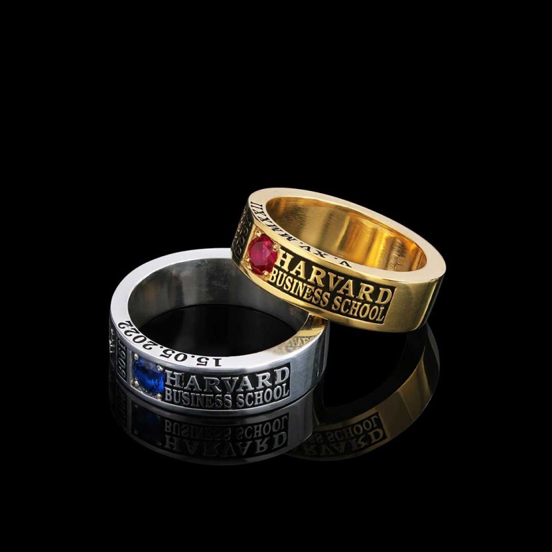 Special Design Steerling Silver Harvard Business School Class Band Ring