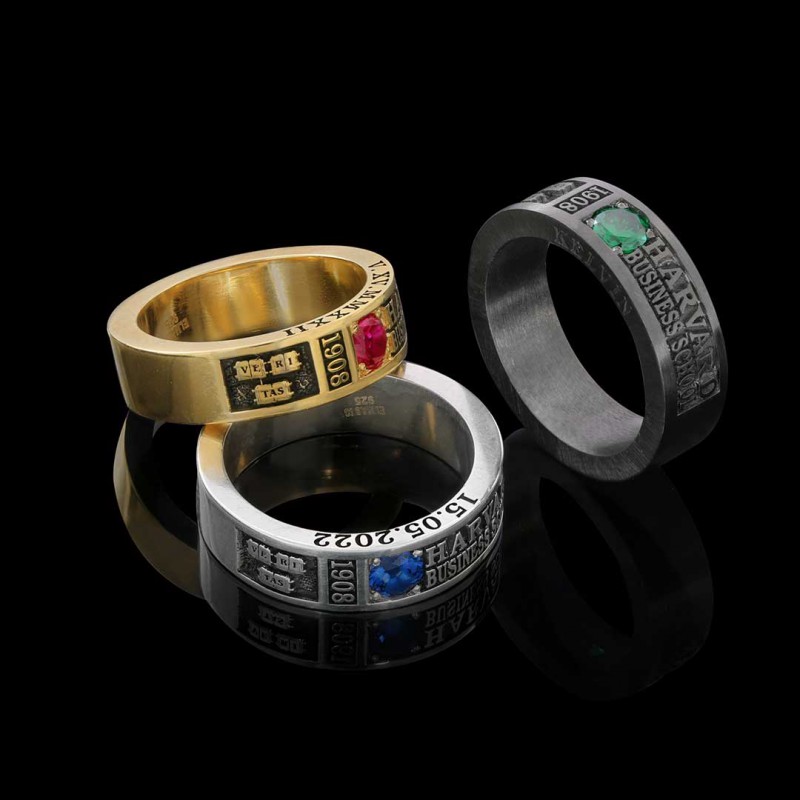 Special Design Steerling Silver Harvard Business School Class Band Ring
