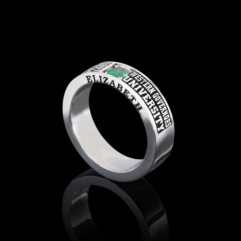 Special Design Steerling Silver Western Governors Universty Class Band Ring
