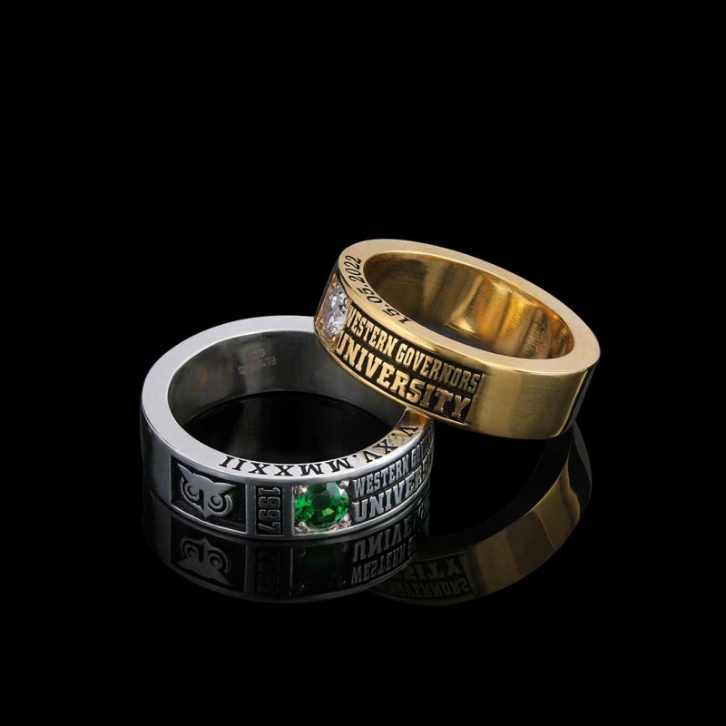Special Design Steerling Silver Western Governors Universty Class Band Ring