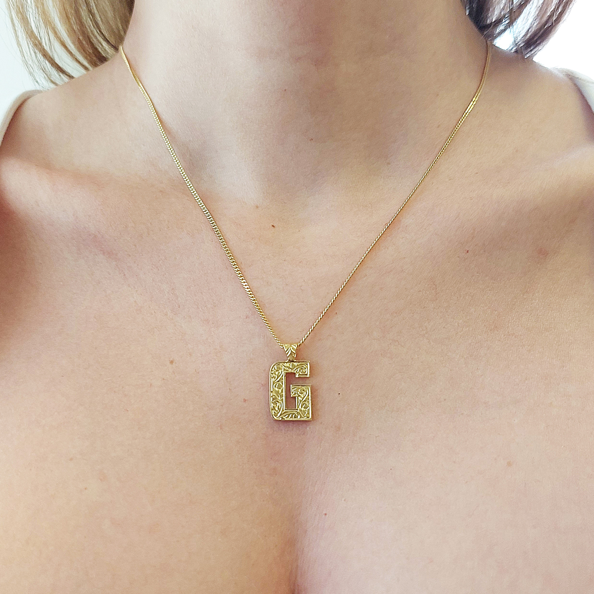 Special Handmade Silver Letter Monogram G Necklace