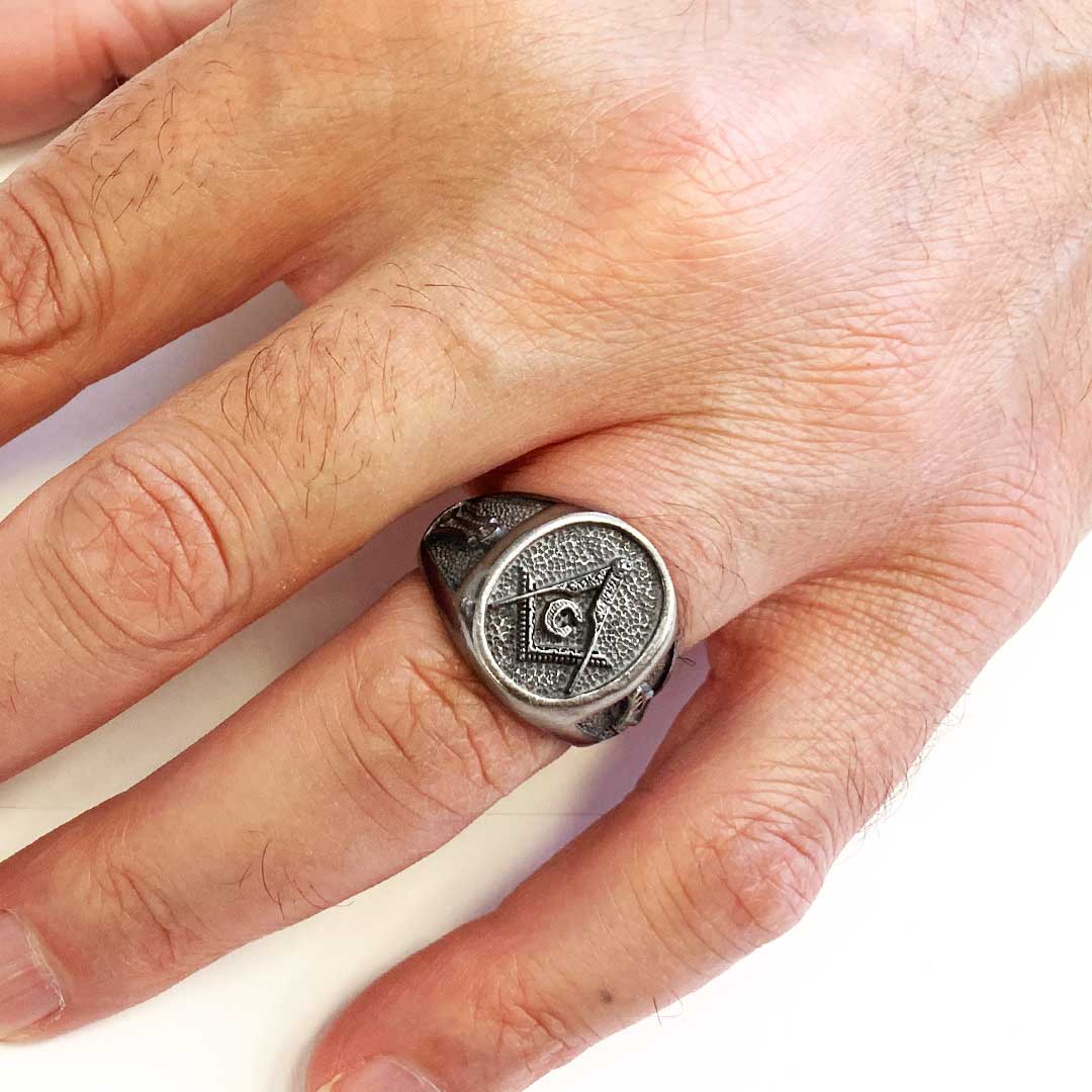 Special Lodge Silver Masonic Ring, Oval Masonic Ring, Master Mason Ring