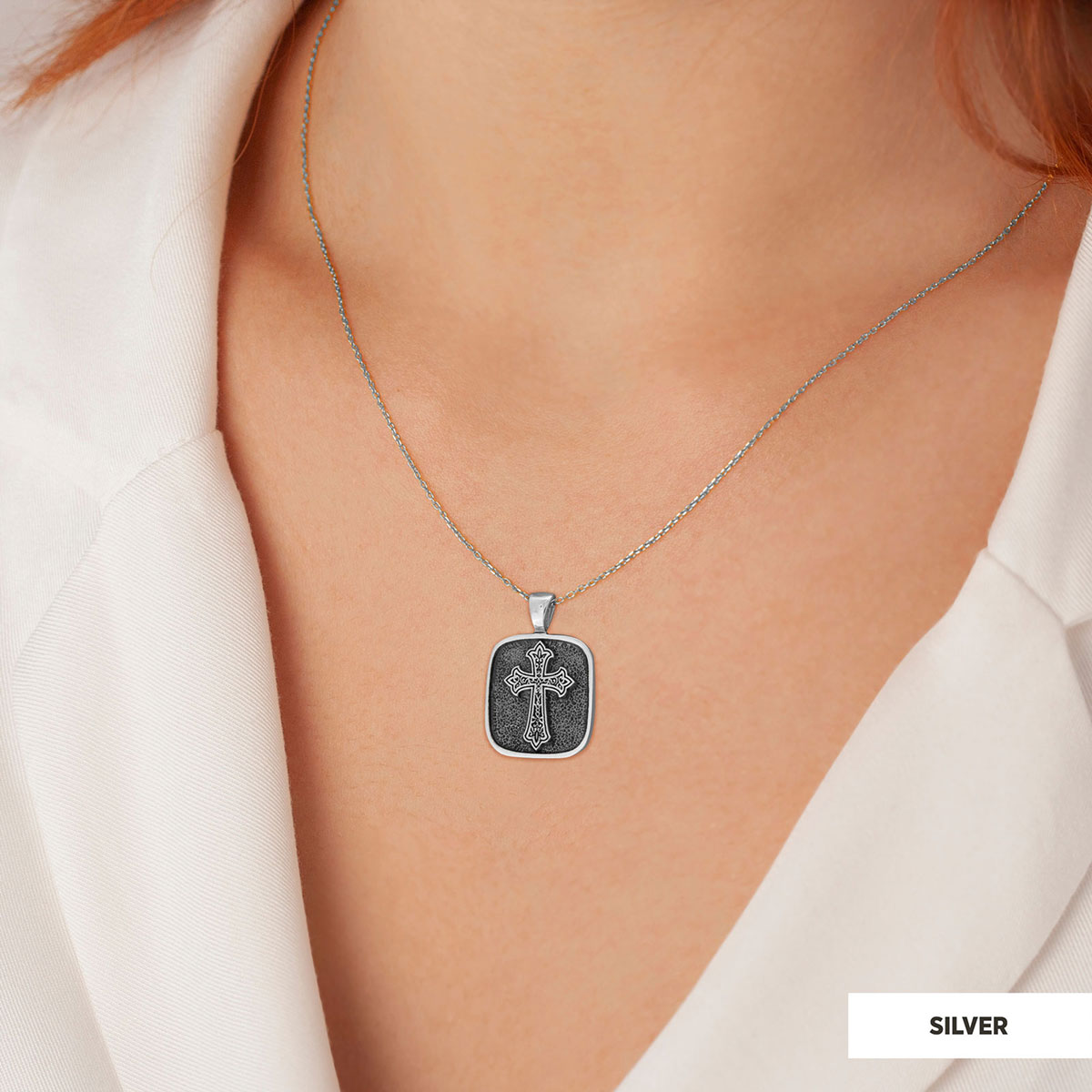 Specially Designed Silver Cross Pendants, Gold Plated Motif Cross Necklace, Square Cross Special Necklace