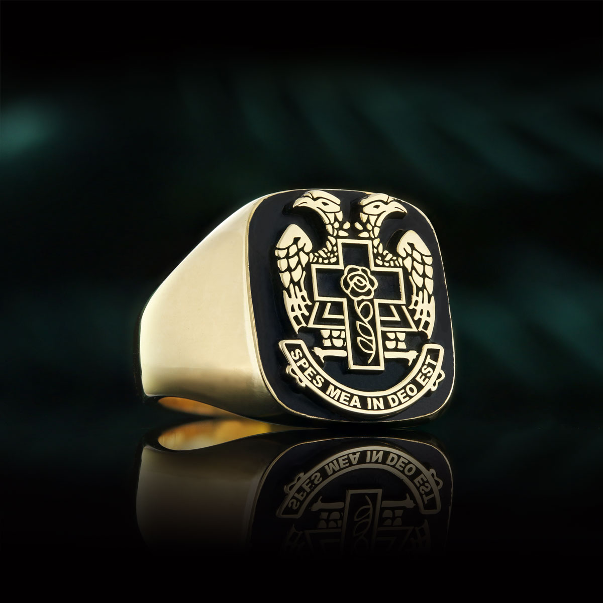 Spes Mea In Deo Est Masonic Ring, Freemasonic Ring, Master Mason Ring, Elegant Masonic Ring