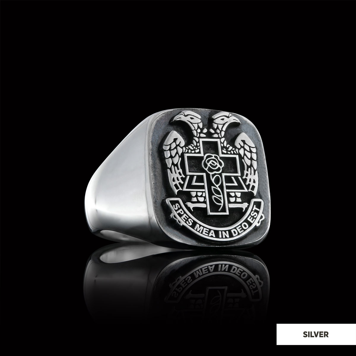 Spes Mea In Deo Est Masonic Ring, Freemasonic Ring, Master Mason Ring, Elegant Masonic Ring