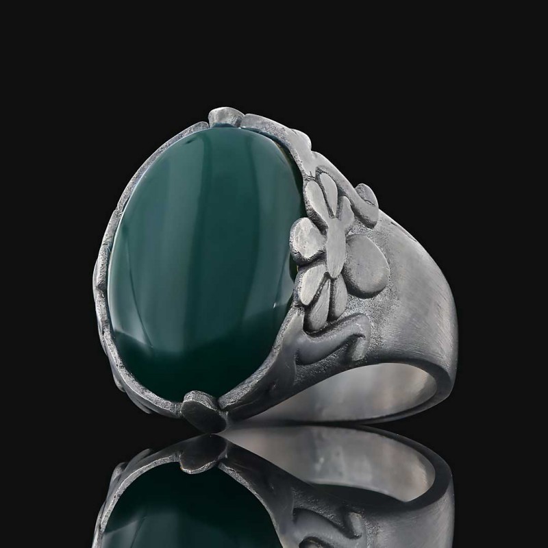 Turquoise Stone Silver Men Ring