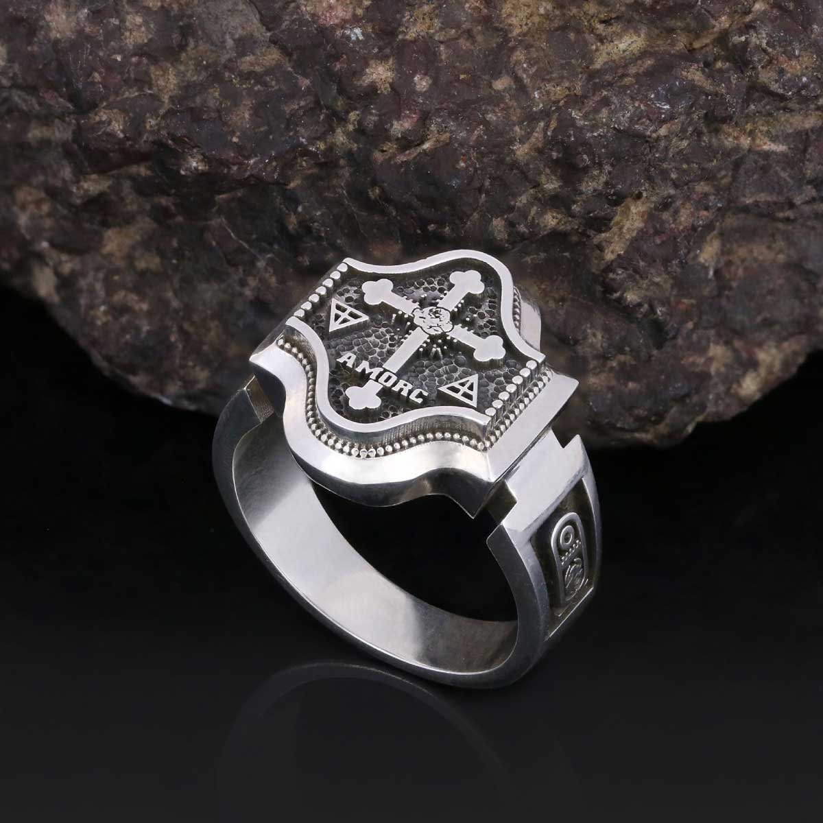 Spiritual Symbol of Ancient Ring, Rosicrucian Ring Amorc Ring, Custom Rousea Crucis Order Ring