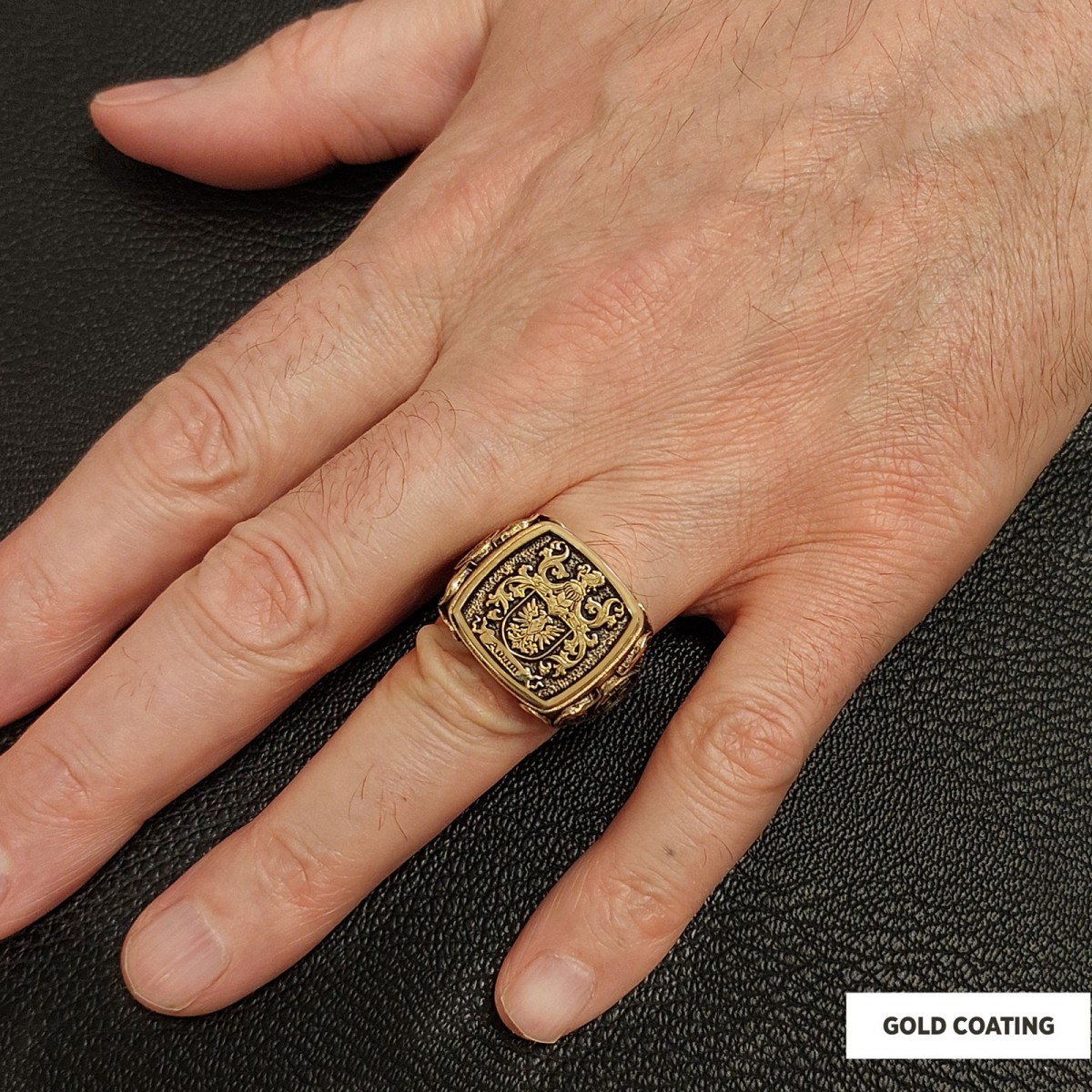Square Family Crest Ring, 925 Sterling Silver Family Ring