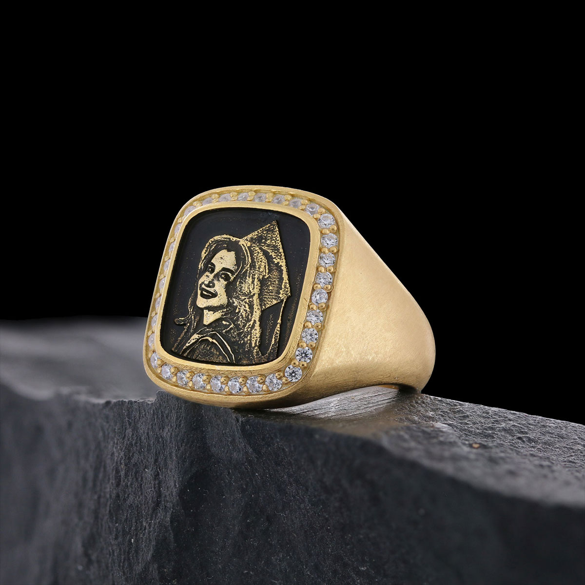 Square Stone Photo Ring, Personalized Photo Ring, Lover Gift Ring, Special Production Photo Ring