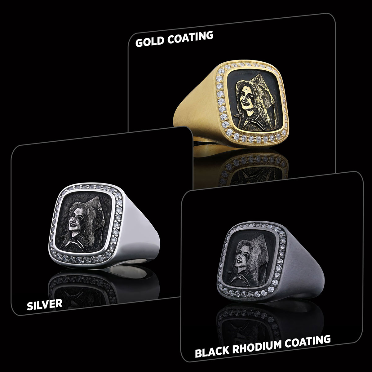 Square Stone Photo Ring, Personalized Photo Ring, Lover Gift Ring, Special Production Photo Ring