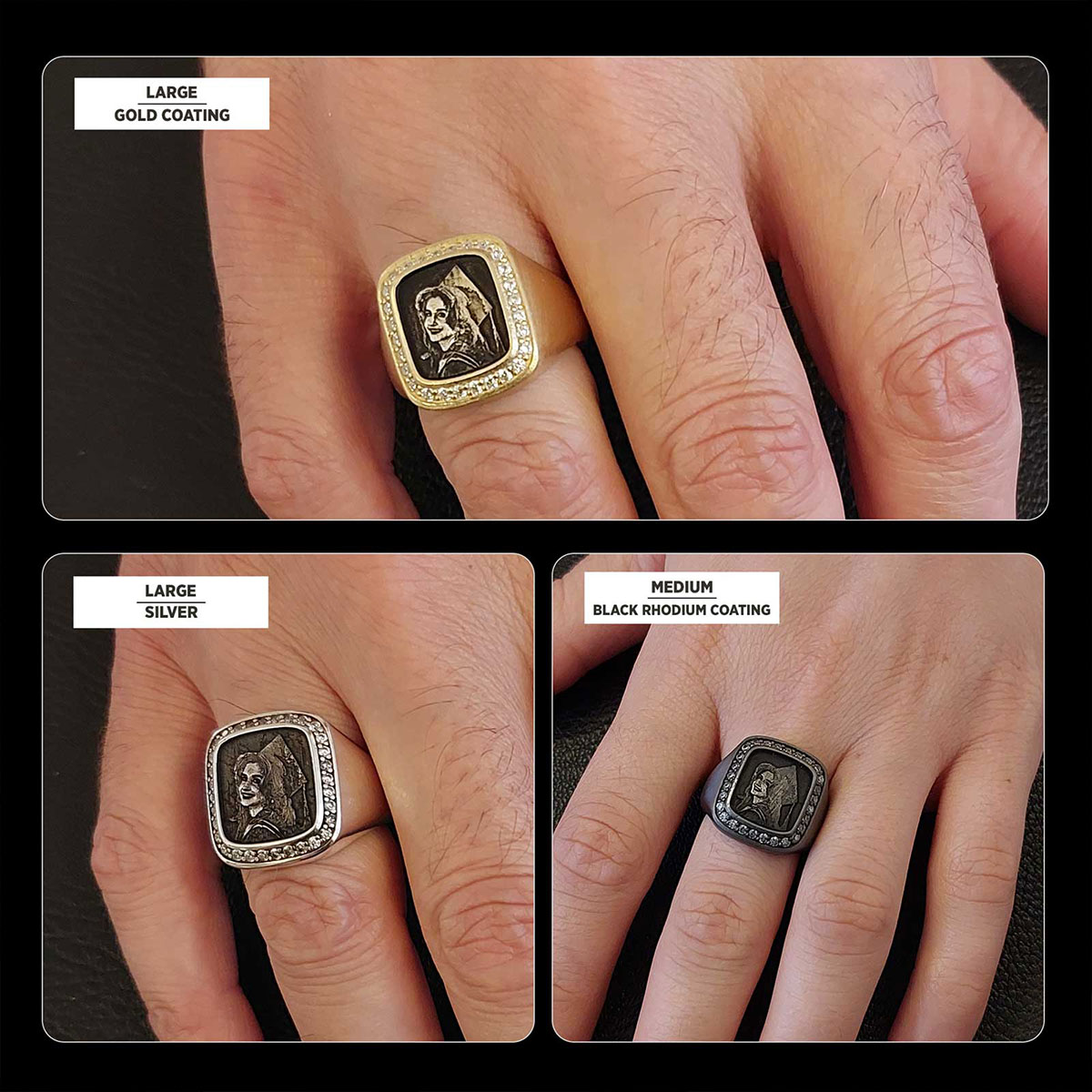 Square Stone Photo Ring, Personalized Photo Ring, Lover Gift Ring, Special Production Photo Ring