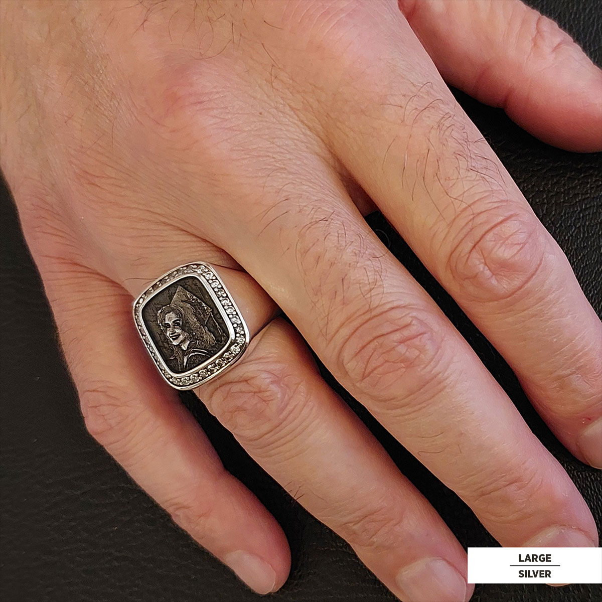 Square Stone Photo Ring, Personalized Photo Ring, Lover Gift Ring, Special Production Photo Ring