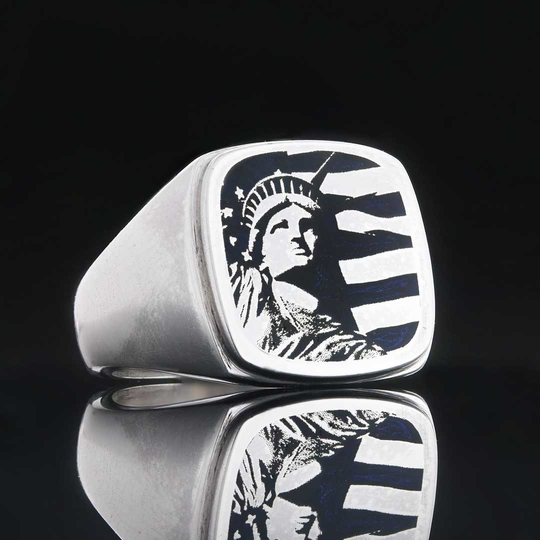 Statue of Liberty Photo Ring, Unique Custom Design to Display Your Cherished Memories