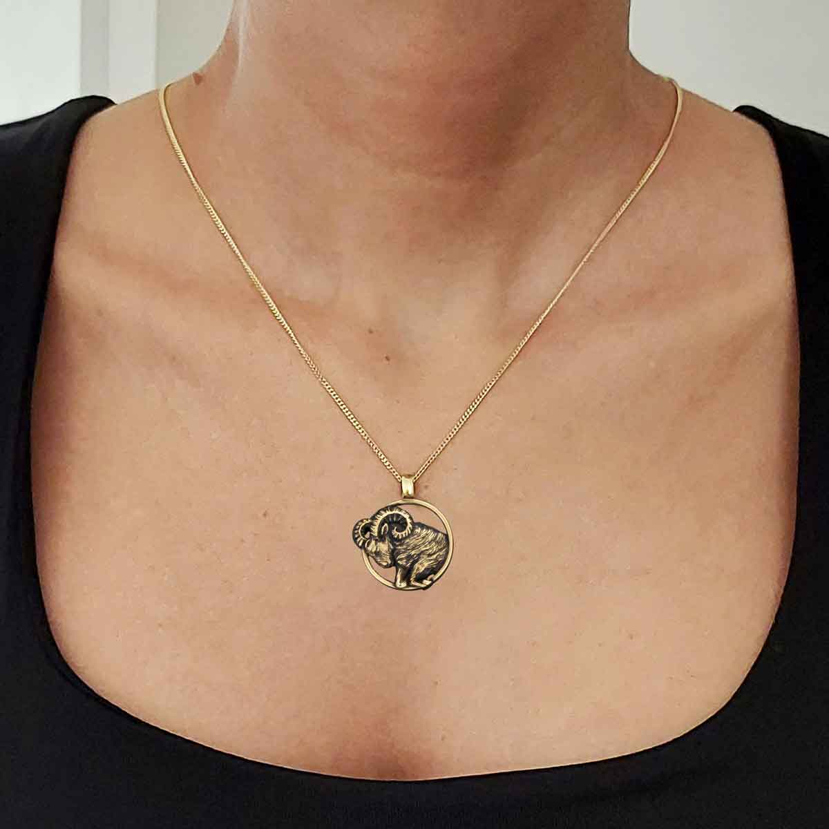 Sterling Silver Aries Necklace, Aries Jewelry, Handmade Aries Pendant, Horoscope Aries Necklace