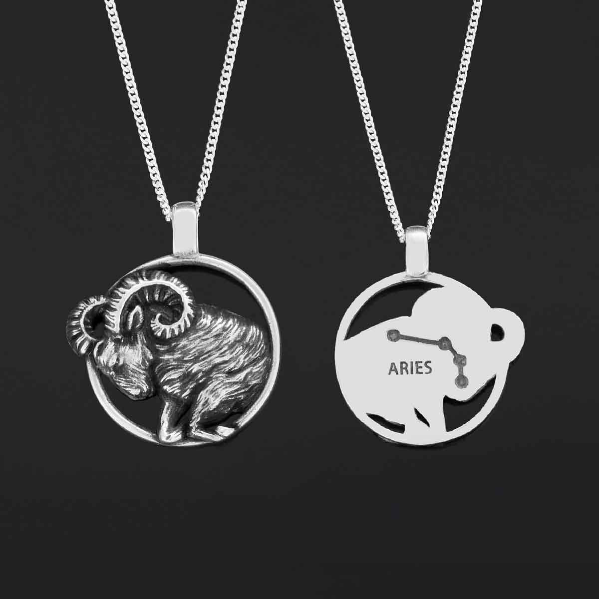 Sterling Silver Aries Necklace, Aries Jewelry, Handmade Aries Pendant, Horoscope Aries Necklace