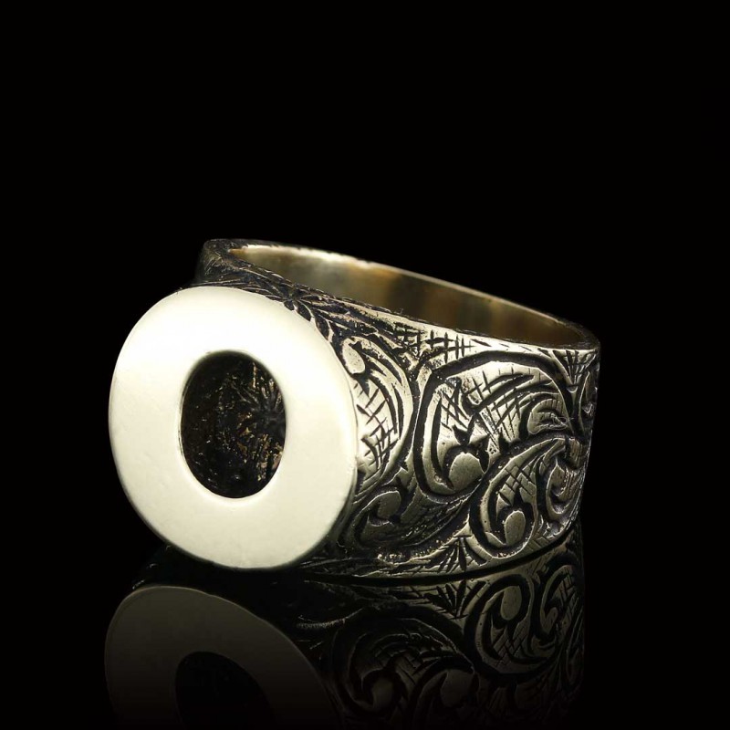 Sterling Silver Handmade Monogram O Bold Alphabet Ring