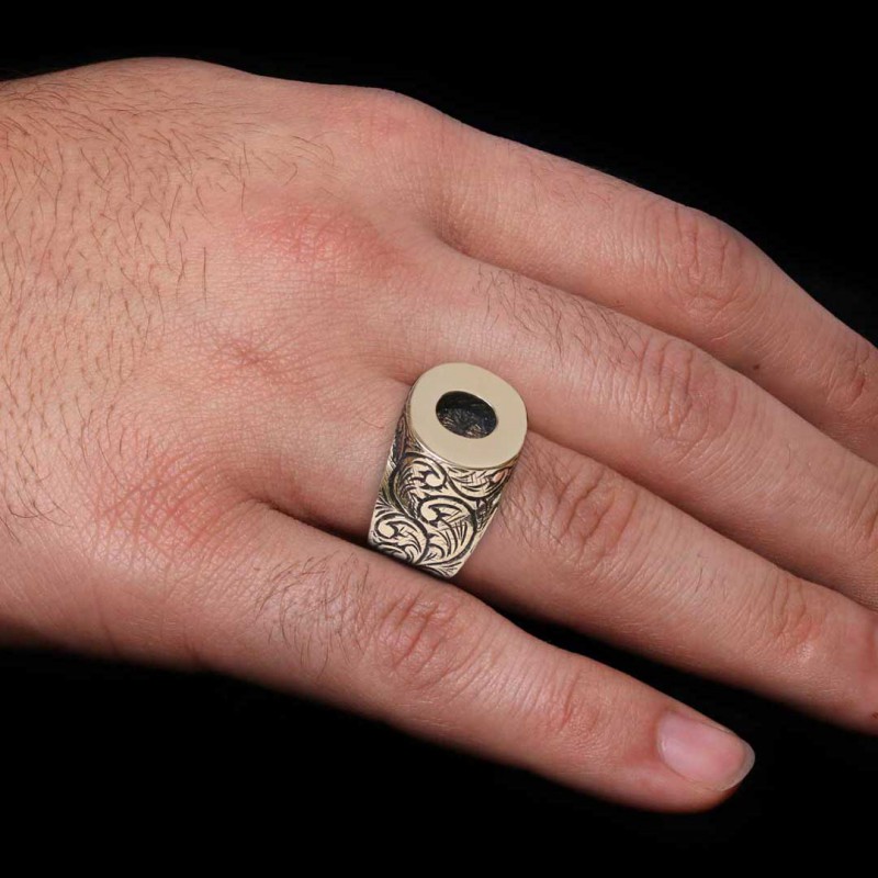 Sterling Silver Handmade Monogram O Bold Alphabet Ring