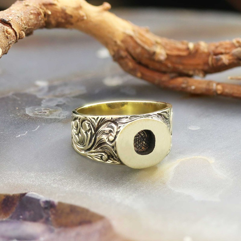 Sterling Silver Monogram O Bold Alphabet Women Ring