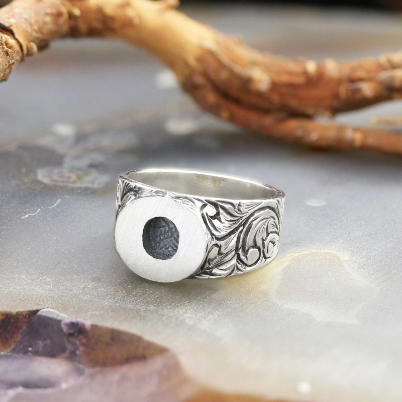 Sterling Silver Monogram O Bold Alphabet Women Ring