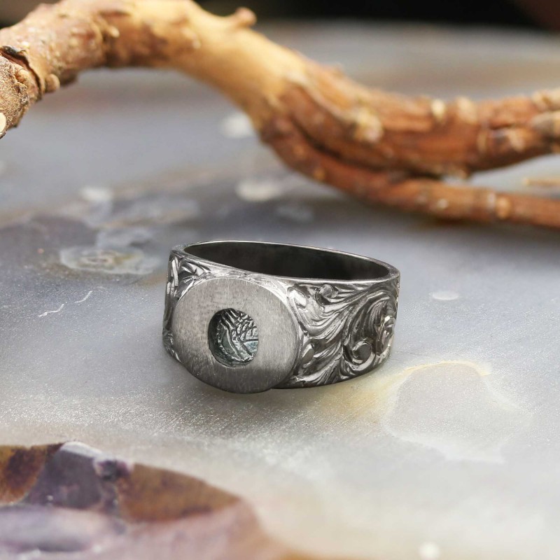 Sterling Silver Monogram O Bold Alphabet Women Ring