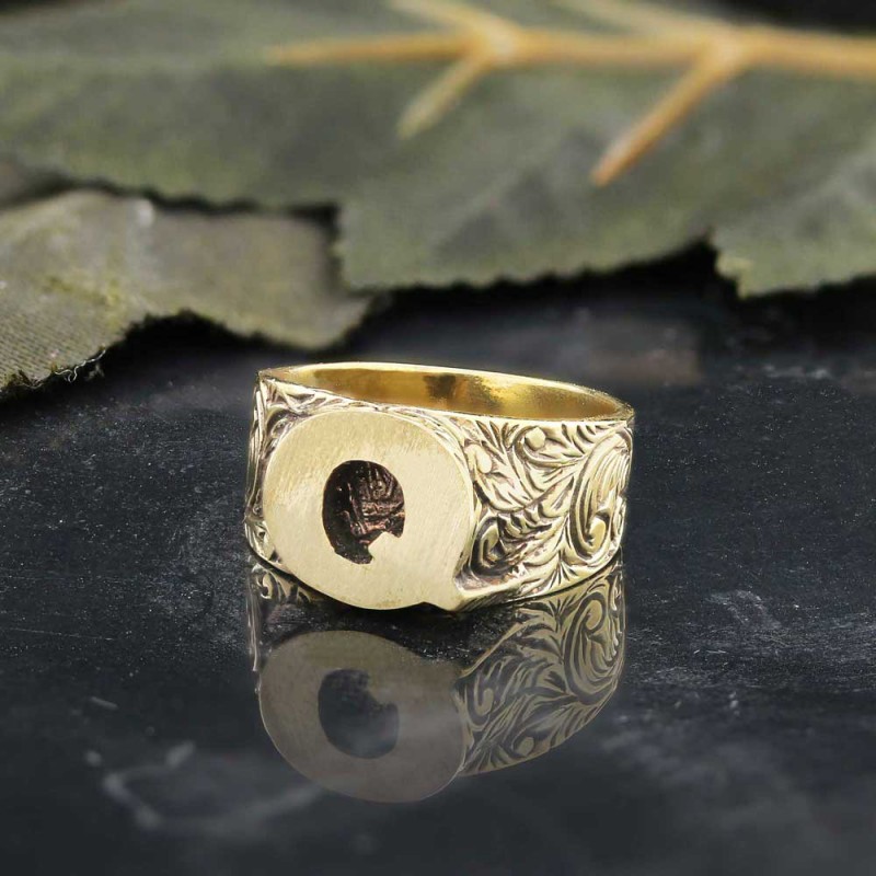 Sterling Silver Monogram Q Bold Alphabet Women Ring