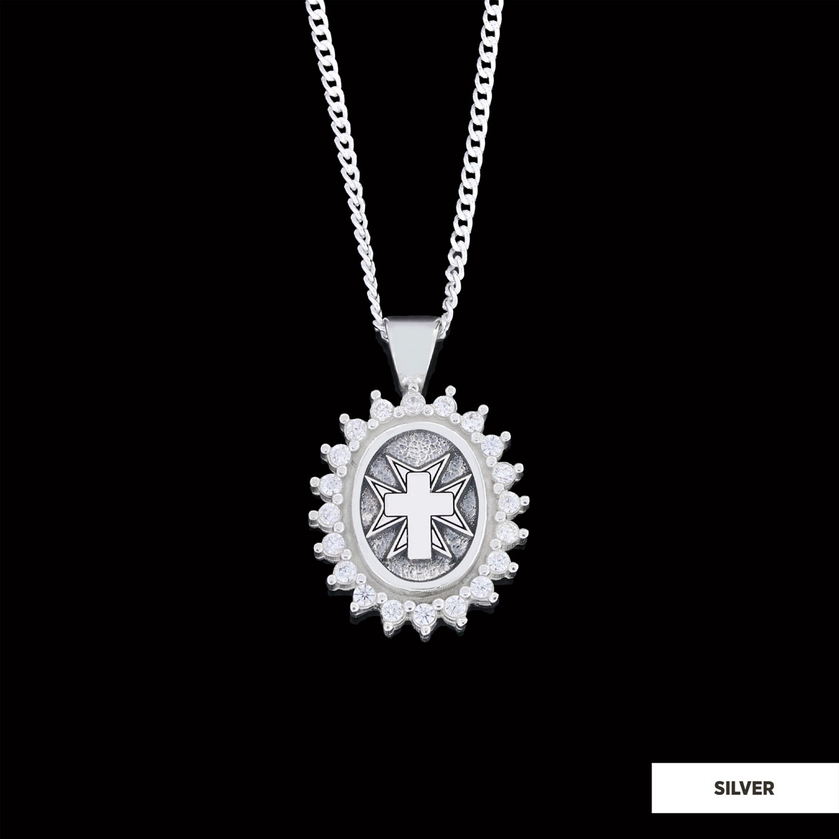 Stone Cross Silver Necklace, Gold Plated Silver Christian Cross Stone Pendant, Silver Oval Cross Necklace Stone Cross Silver Necklace, Gold Plated Silver Christian Cross Stone Pendant, Silver Oval Cross Necklace