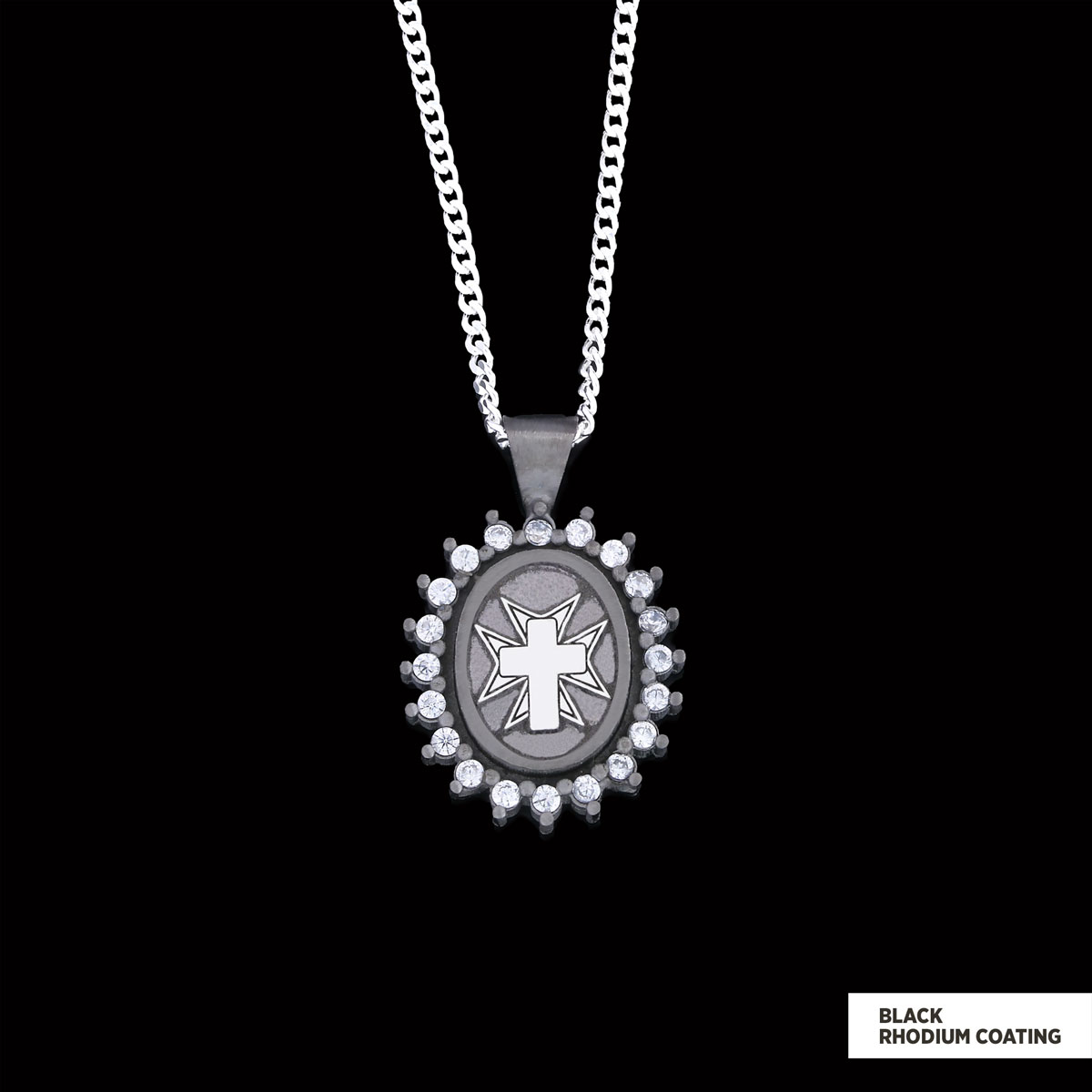Stone Cross Silver Necklace, Gold Plated Silver Christian Cross Stone Pendant, Silver Oval Cross Necklace
