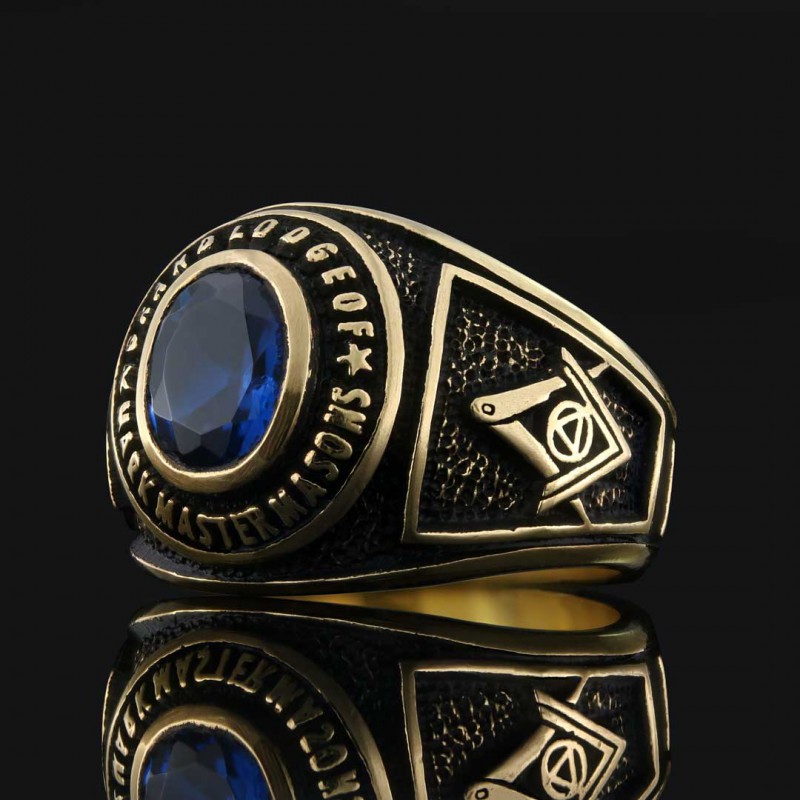 Custom Masonic Lodge Ring Past Master Chequerboard Ring | MasonArtStore