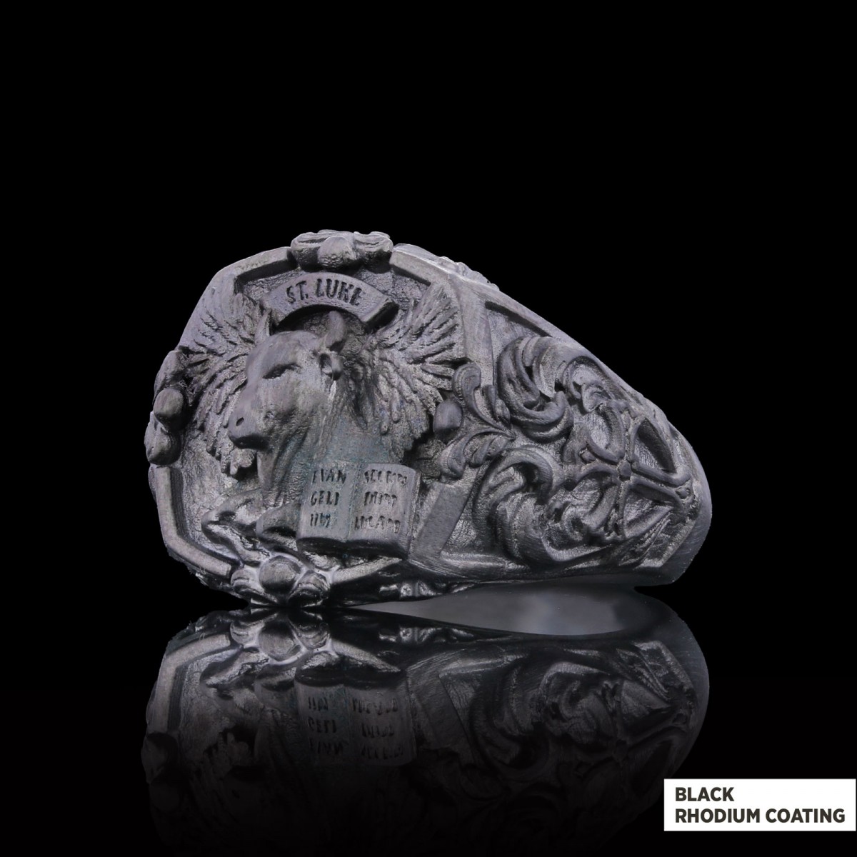 Taurus Of Saint Luke Apostle Evangelist Wings Signet Ring, 925 Sterling Silver Evangelist Winged Bull Symbol Ring, Christian Ring