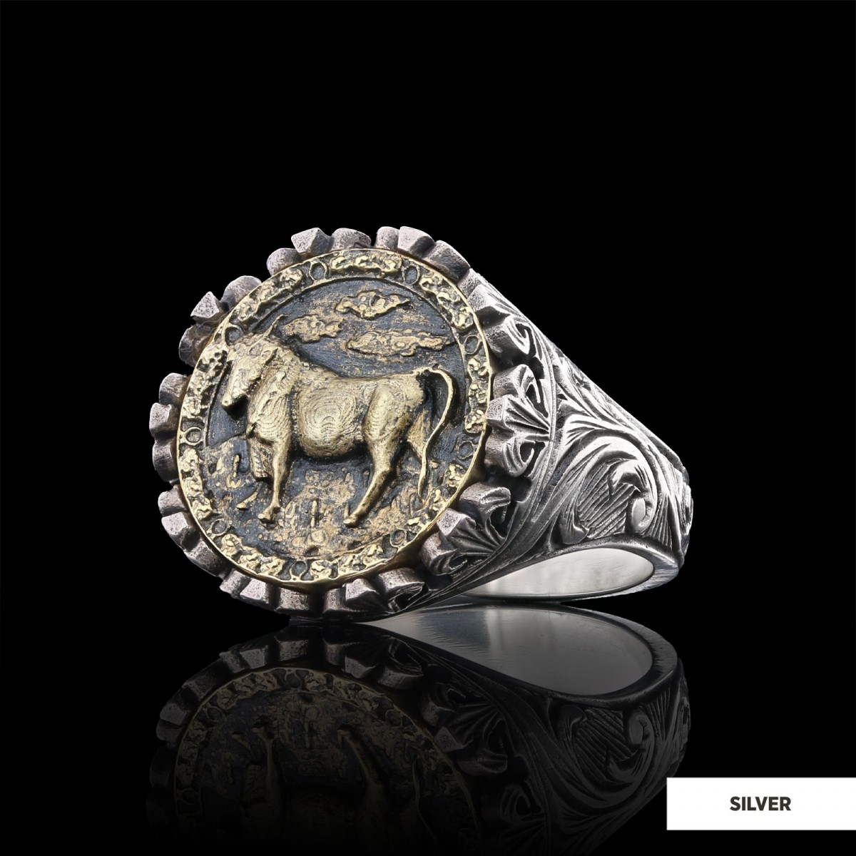 Taurus Sign Ring, 925 Sterling Silver Taurus Sign Ring Taurus Sign Ring, 925 Sterling Silver Taurus Sign Ring