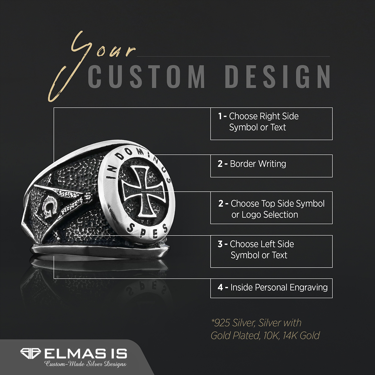 Templar Cross Masonic Ring, Master Mason Rings, Free Mason Ring, Mens Masonic Rings, Mason Jewelry