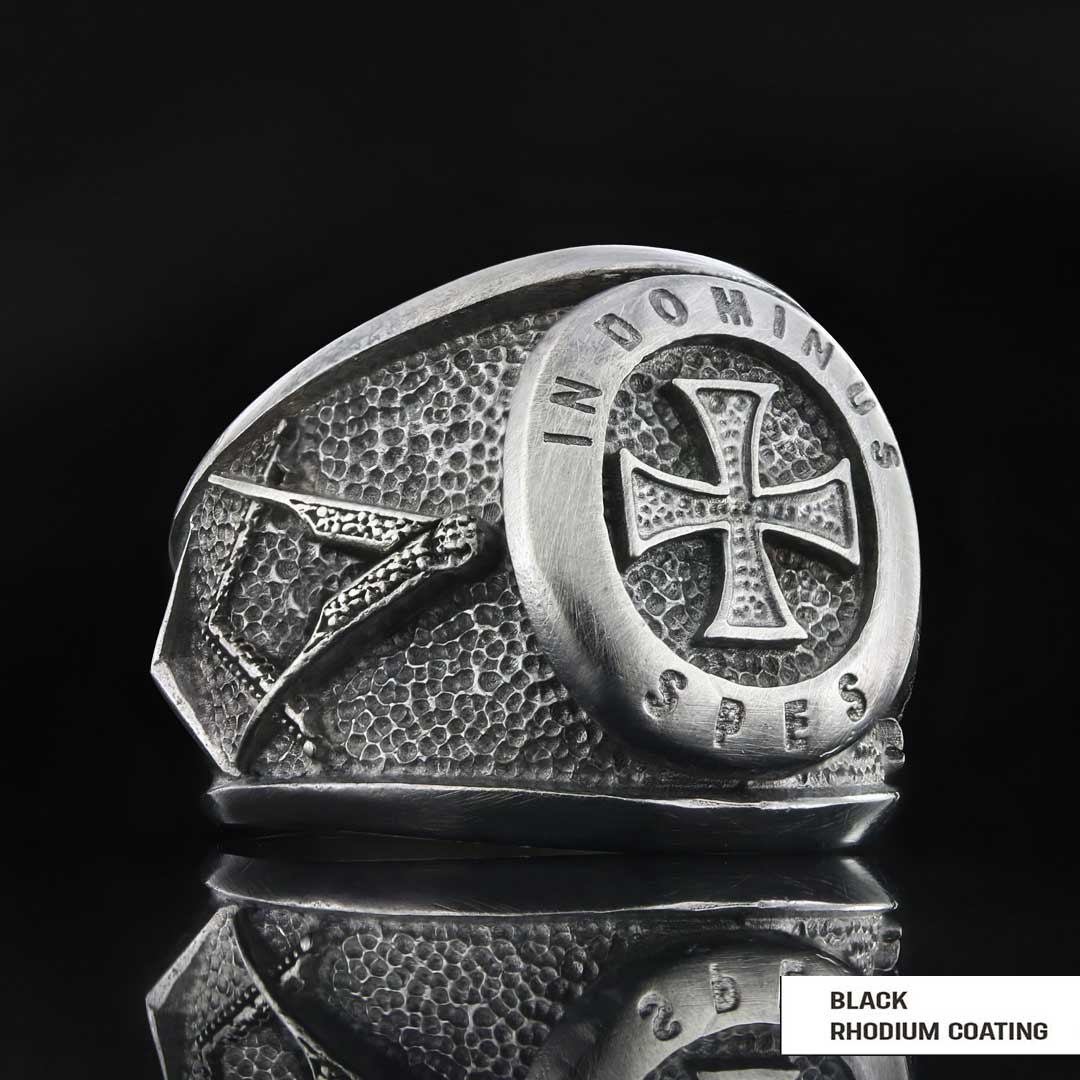 Templar Cross Silver Masonic Ring, Unique Embellished Design for Master Masons