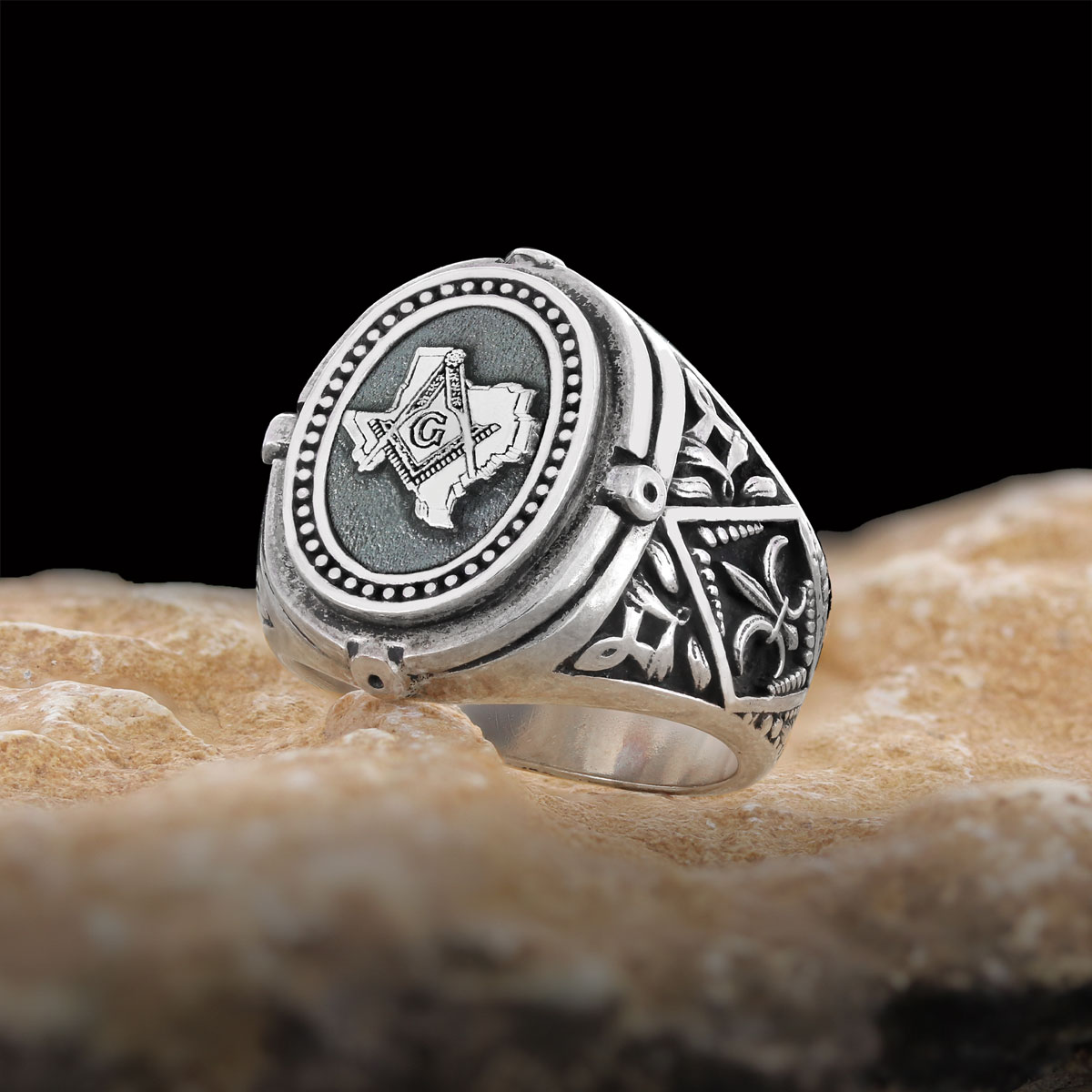 Texas Masonic Ring, Freemasonic Ring, Master Mason Ring, Elegant Masonic Ring