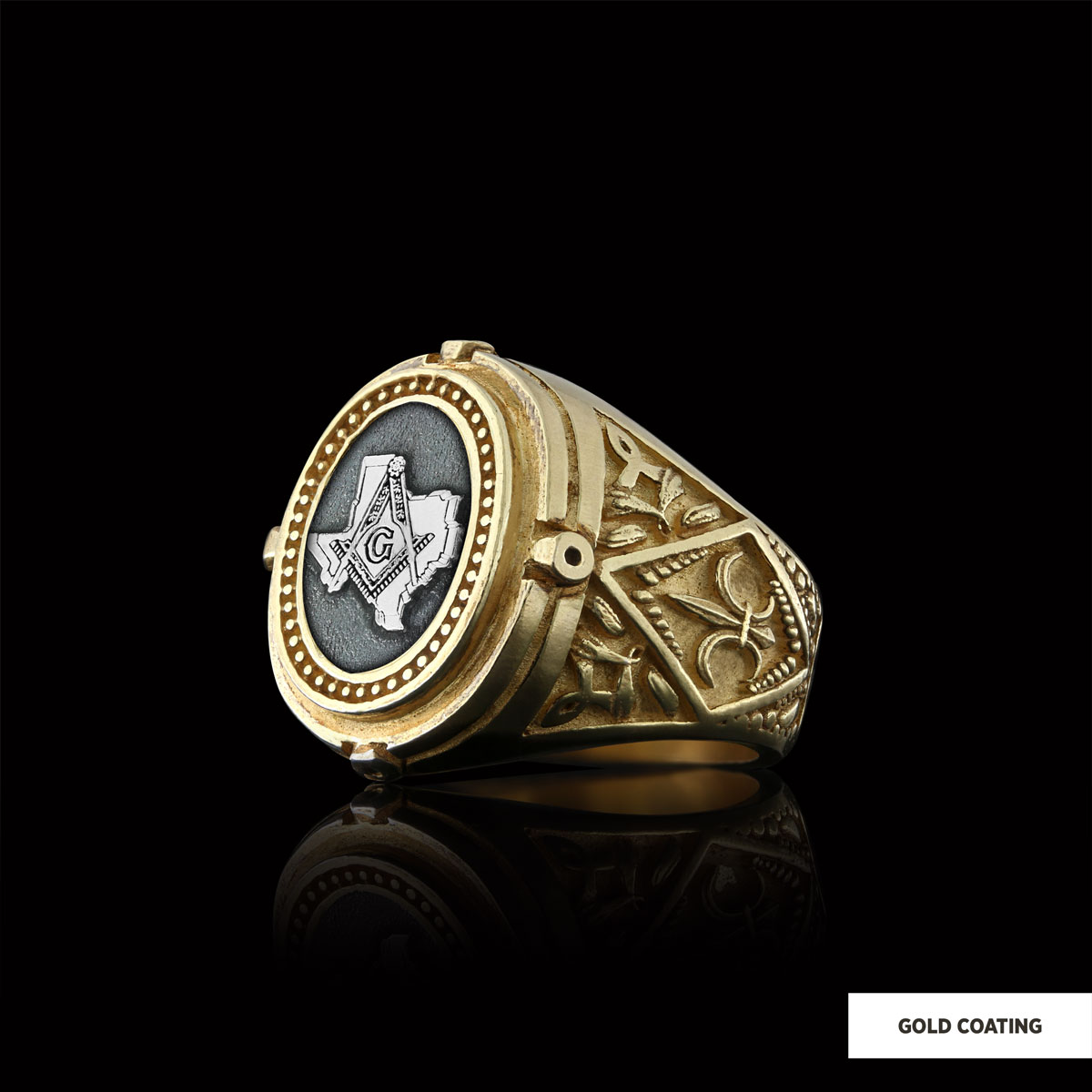 Texas Masonic Ring, Freemasonic Ring, Master Mason Ring, Elegant Masonic Ring