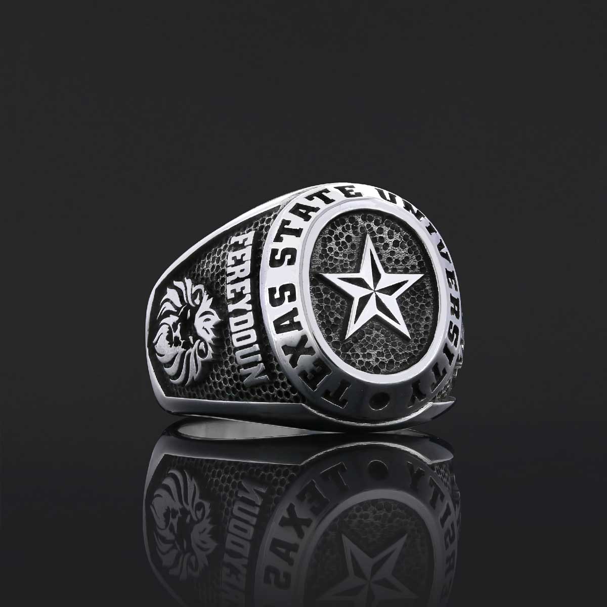 Texas State University Ring, Custom High School Graduation Ring, Class Ring, College Class Ring Texas State University Ring, Custom High School Graduation Ring, Class Ring, College Class Ring
