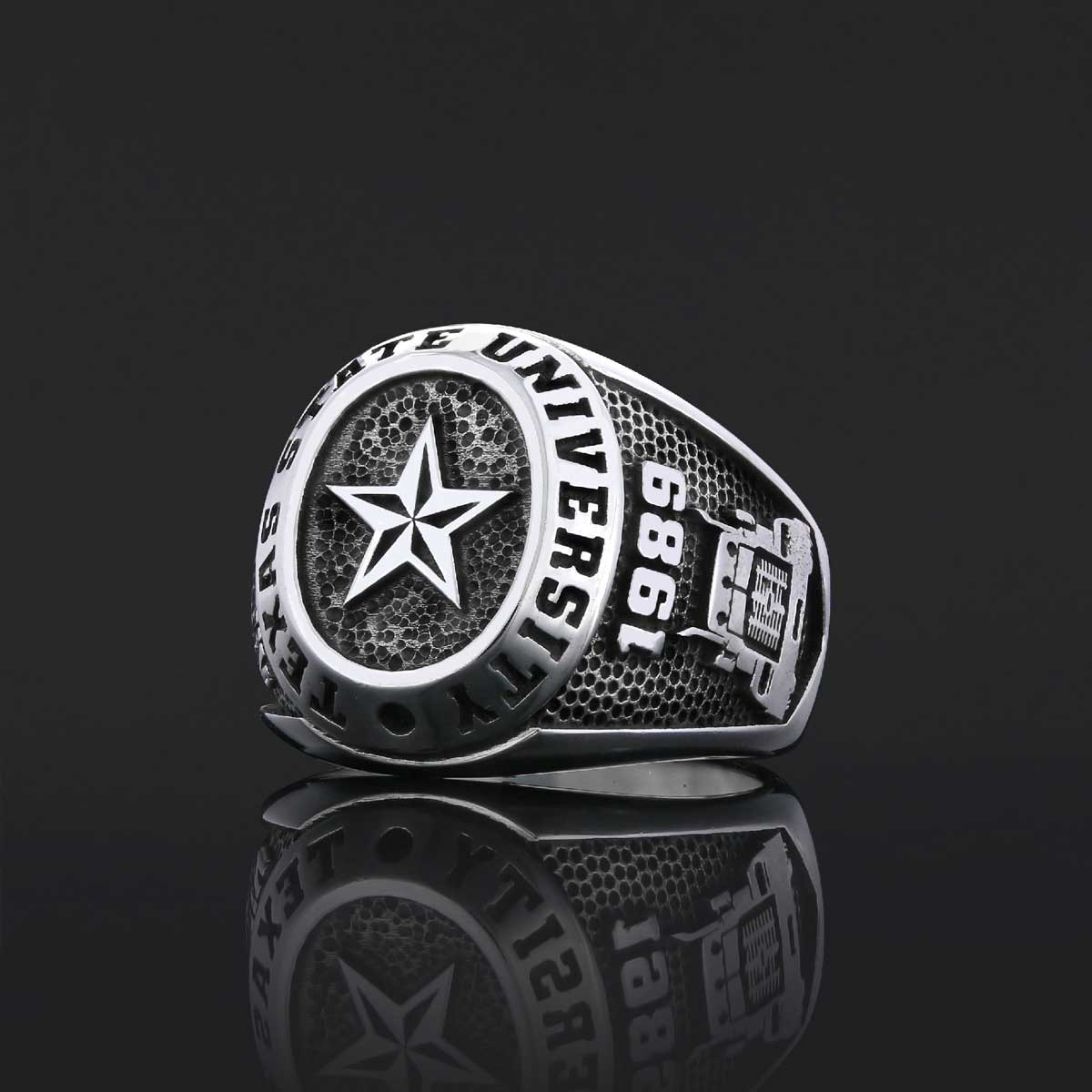 Texas State University Ring, Custom High School Graduation Ring, Class Ring, College Class Ring Texas State University Ring, Custom High School Graduation Ring, Class Ring, College Class Ring